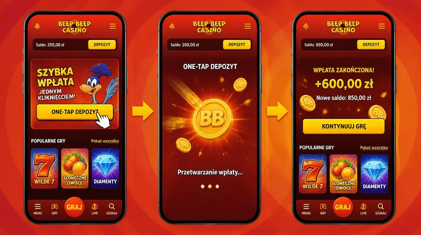 Ekran z opcją „One-Tap Deposit” – błyskawiczna wpłata i powrót do gry