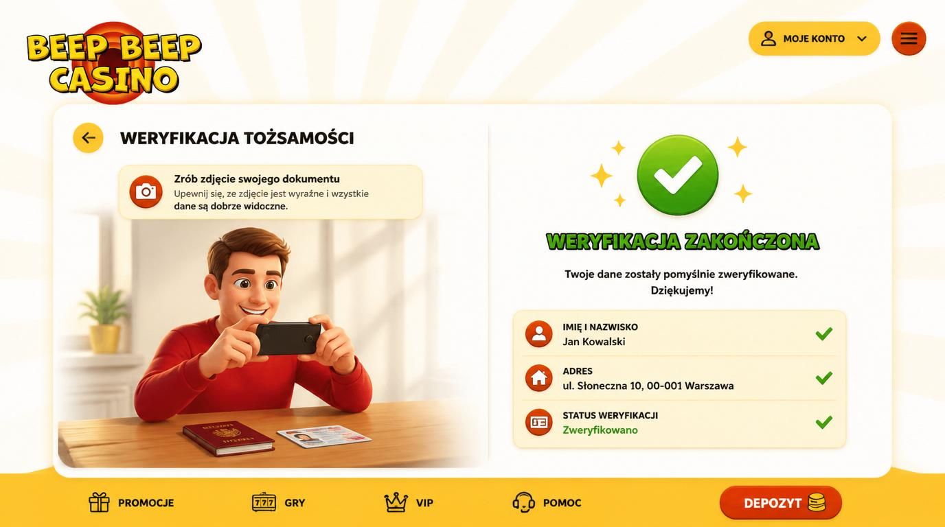 Fotografia dokumentu z widocznym dowodem oraz przycisk zatwierdzenia
