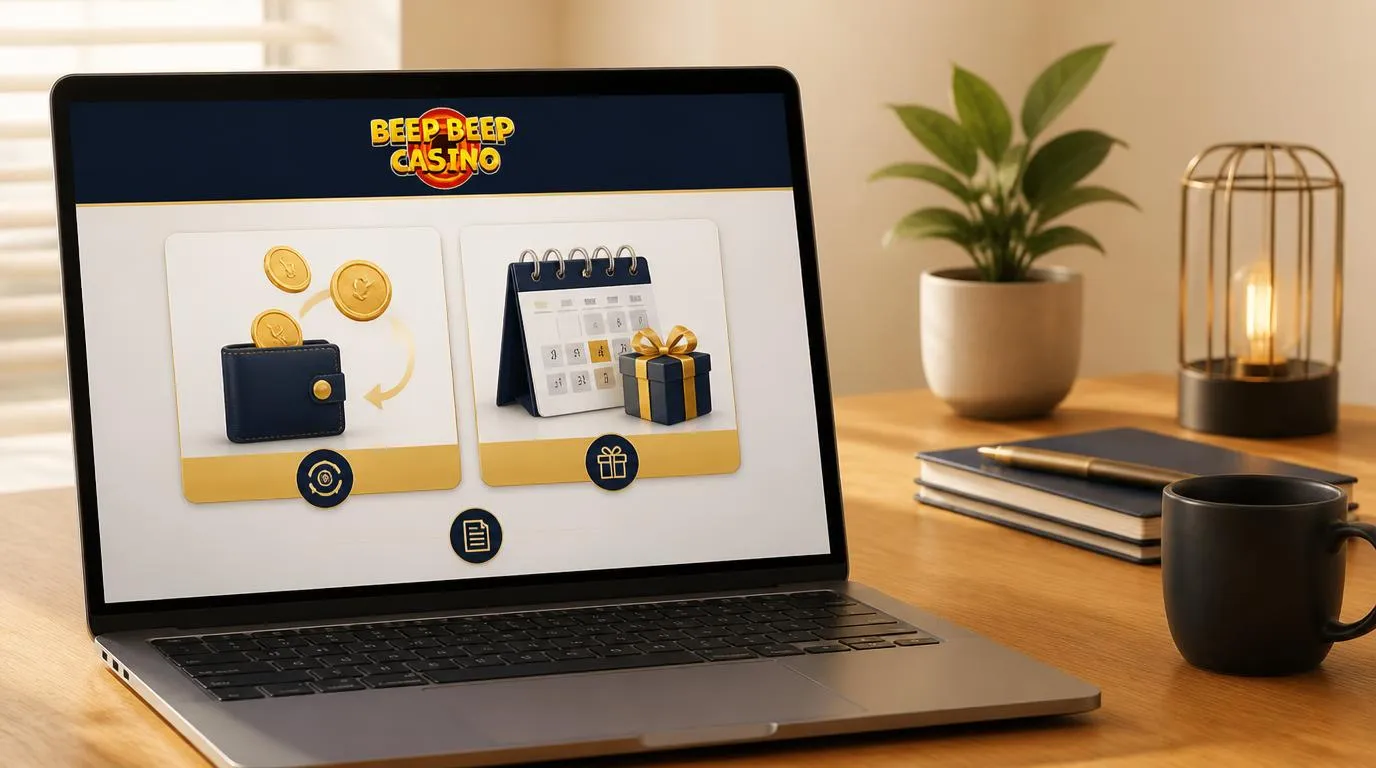 Ekran kasyna z kafelkami cashbacku i nagród tygodniowych obok kalendarza promocji